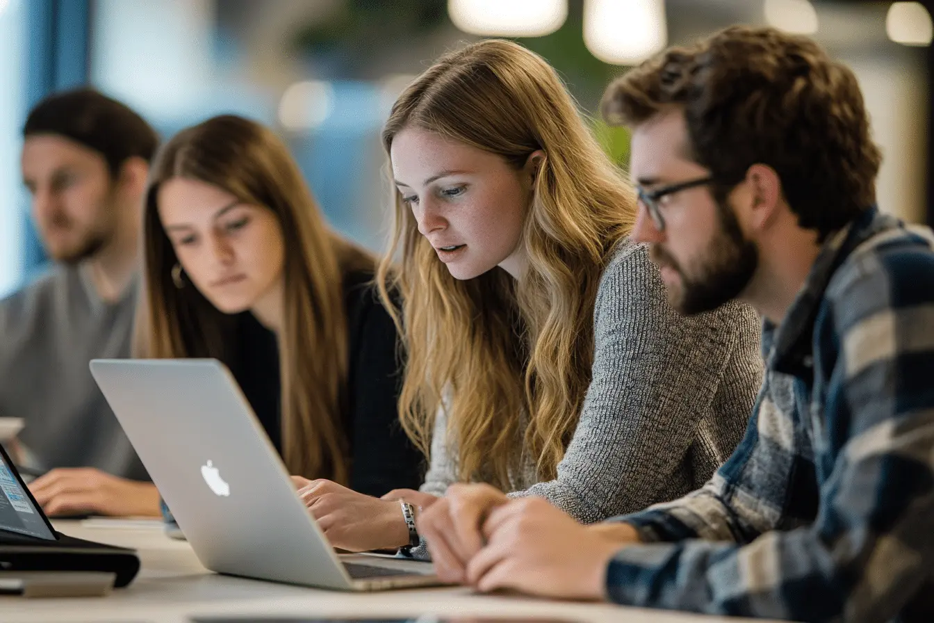 Zespół creationX pracujący przy laptopie nad projektami internetowymi