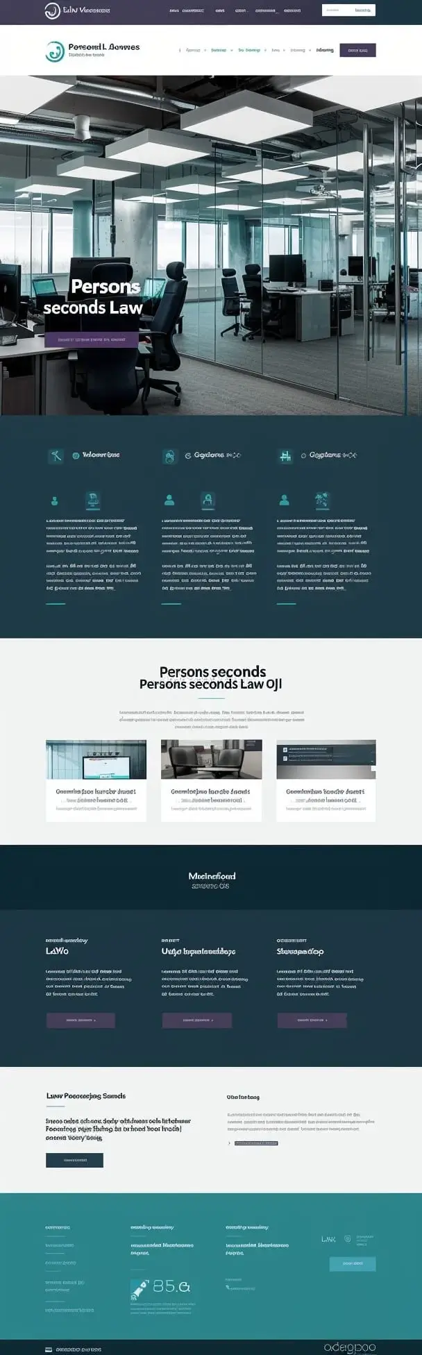 Mockup profesjonalnej strony usług finansowych Financial Excellence z nowoczesnym biurem, szklanymi ścianami i korporacyjną prezentacją usług prawniczych