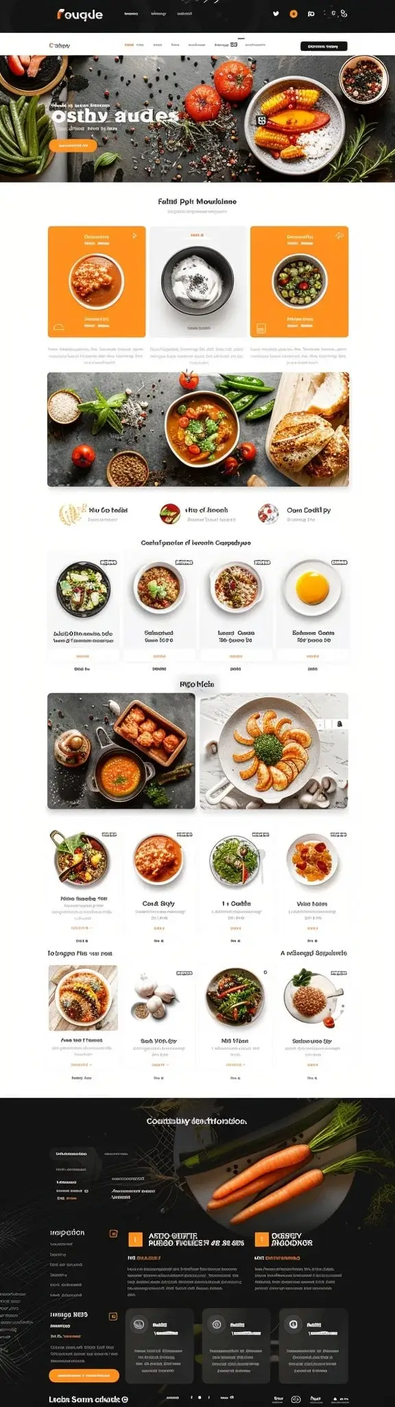 Mockup apetycznej strony fresh culinary services Fresh And Delicious z smakowitymi potrawami, przyprawami i gourmet prezentacją