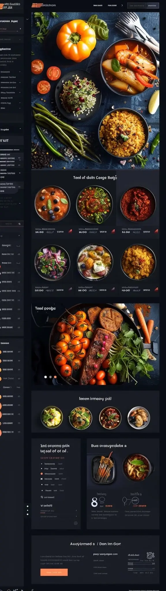 Mockup premium strony usług gastronomicznych Gourmet Food Service z eleganckim designem i profesjonalną prezentacją dań culinary