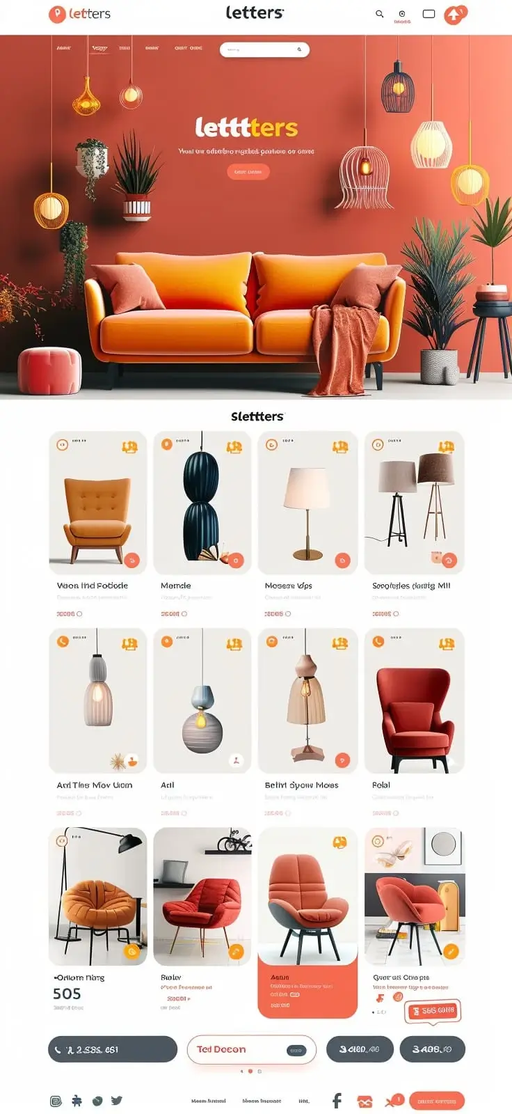 Mockup stylowego sklepu z home decor i meblami Letttters z interior design fokusem, ciepłymi tonami i nowoczesną prezentacją