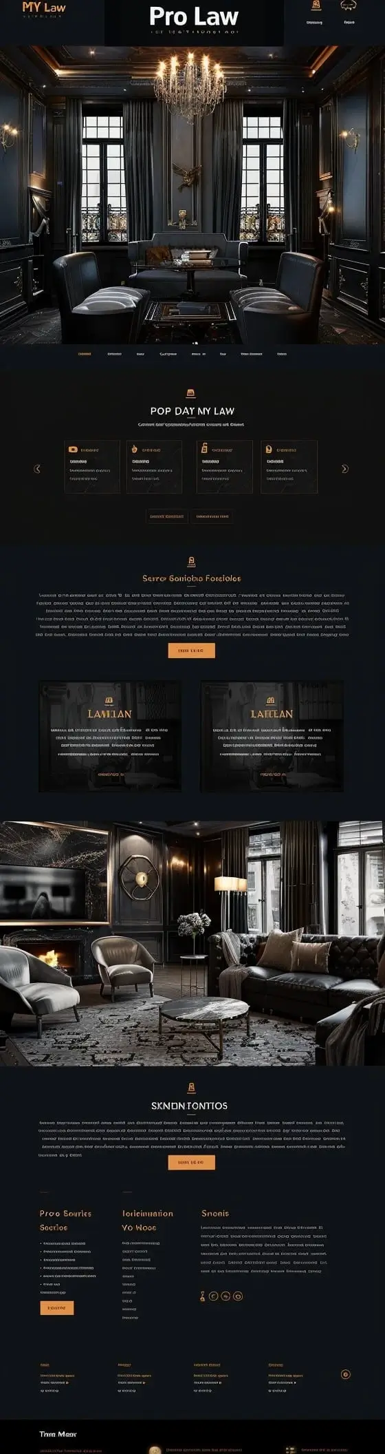 Mockup profesjonalnej strony kancelarii prawnej Pro Law Services z eleganckim designem i profesjonalną prezentacją usług prawniczych