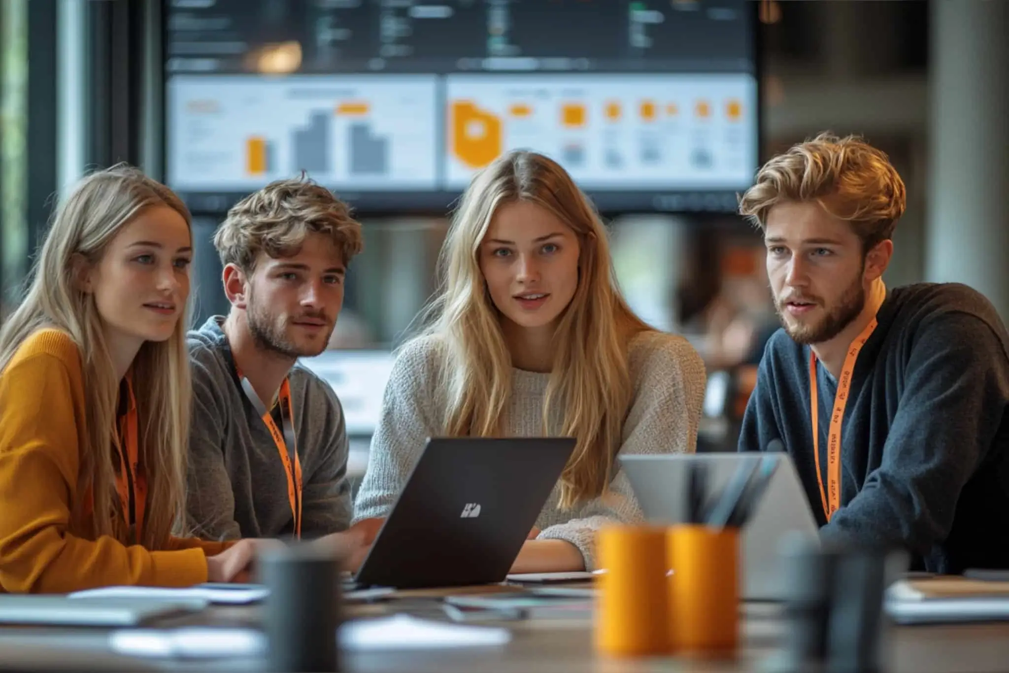 Zespół creationX analizujący dane na dashboardzie analitycznym