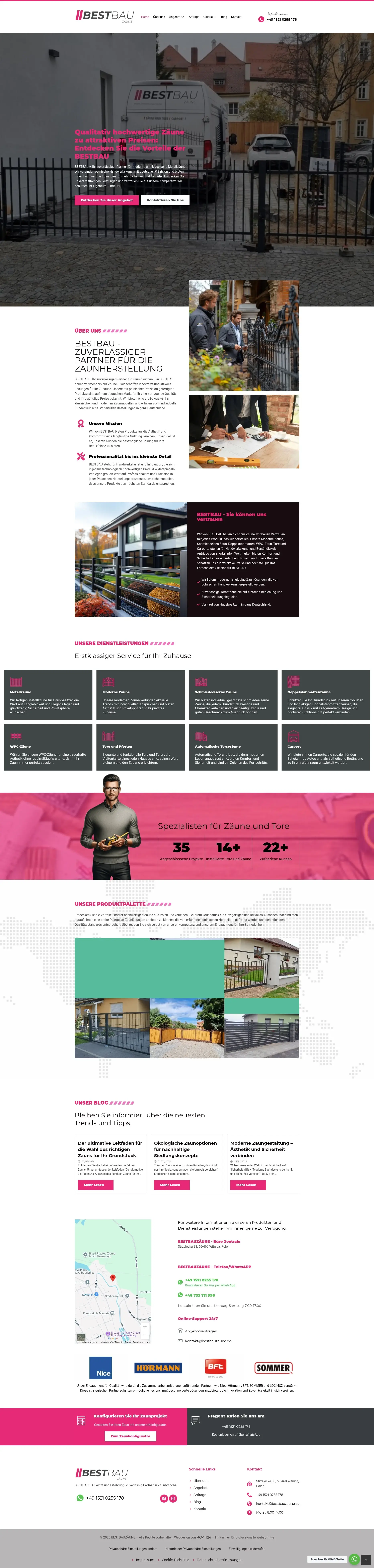 Screenshot strony internetowej BESTBAU - profesjonalna strona firmy budowlanej z portfolio realizacji