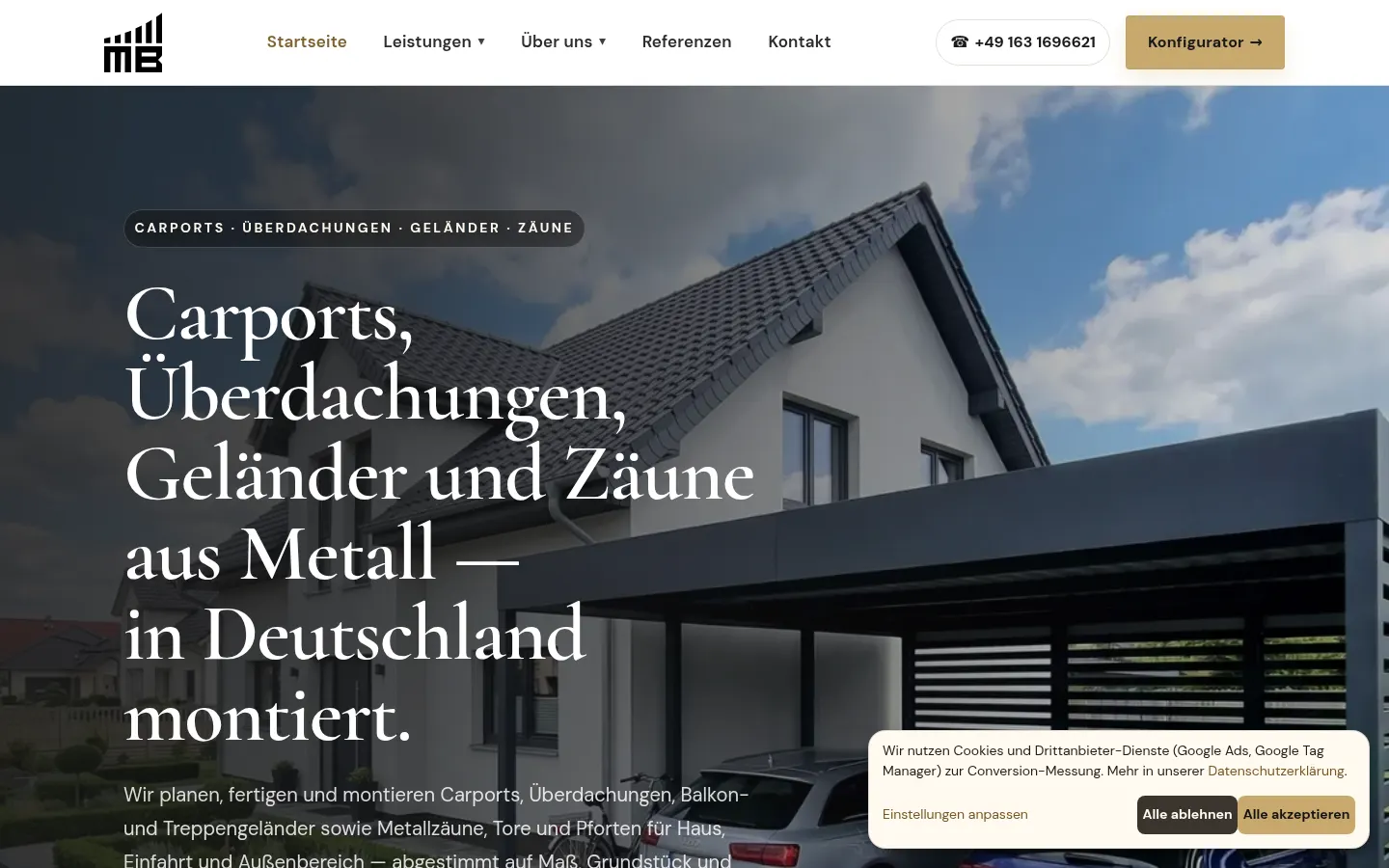 Strona MB Metallzäune zaprojektowana przez creationX