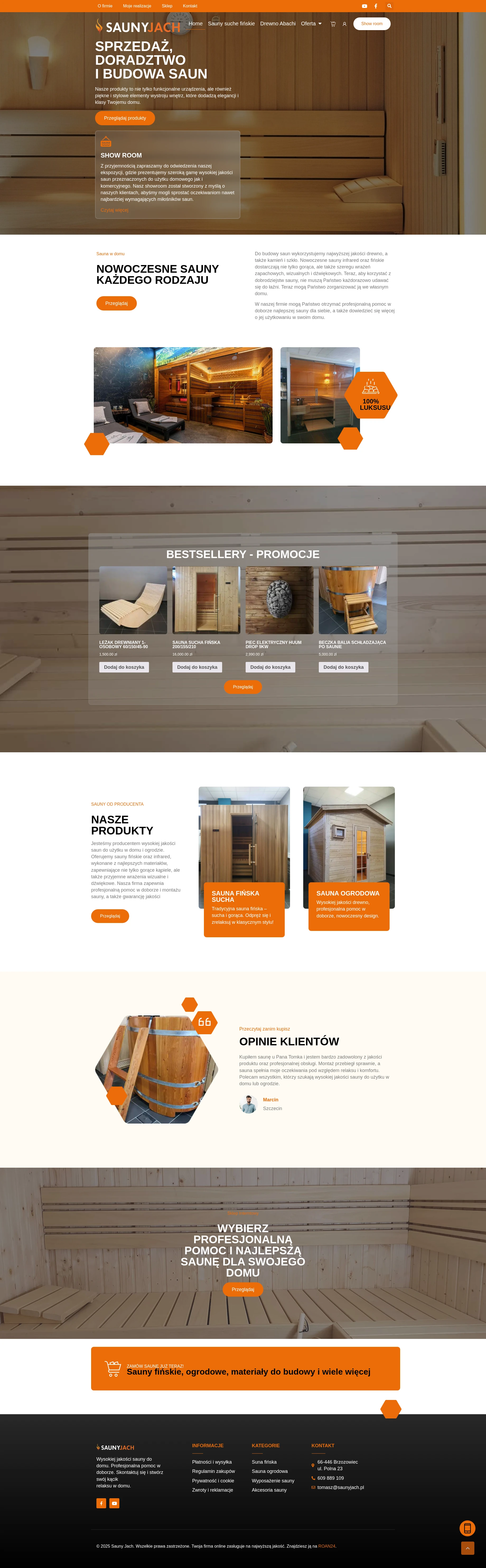 Screenshot strony internetowej Dive2gether Tomasz Jach - profesjonalna strona i sklep producenta saun oferujący gamę od fińskich po infrared z formularzem zamówień