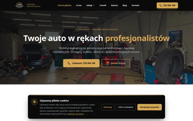 Strona Tiger Serwis zaprojektowana przez creationX