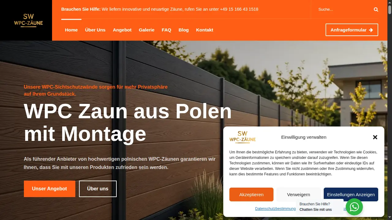 Strona WPC-Zaune zaprojektowana przez creationX