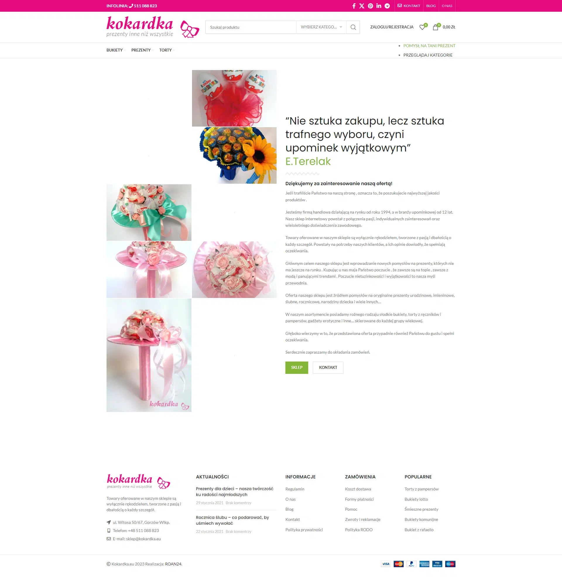 Strona "O nas" firmy Kokardka stworzona przez creationX, przedstawiająca ofertę i filozofię działania.